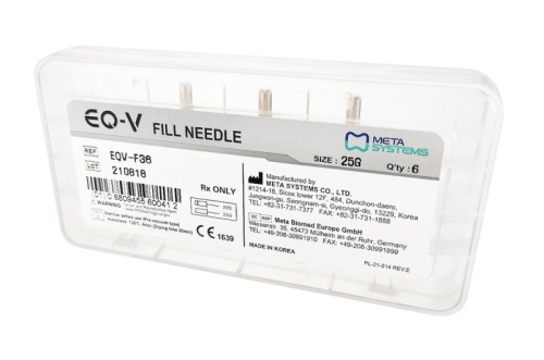 Иглы для экструзии гуттаперчи, EQ-V FillNeedle 25G, уп/6шт Meta Biomed (Ю. Корея)