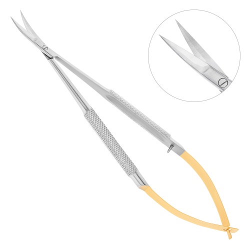 19-28TC* Ножницы хирургические Castroviejo-Gomel TC, изогнуты , 14 см HLW Dentalinstruments GmbH (Германия)